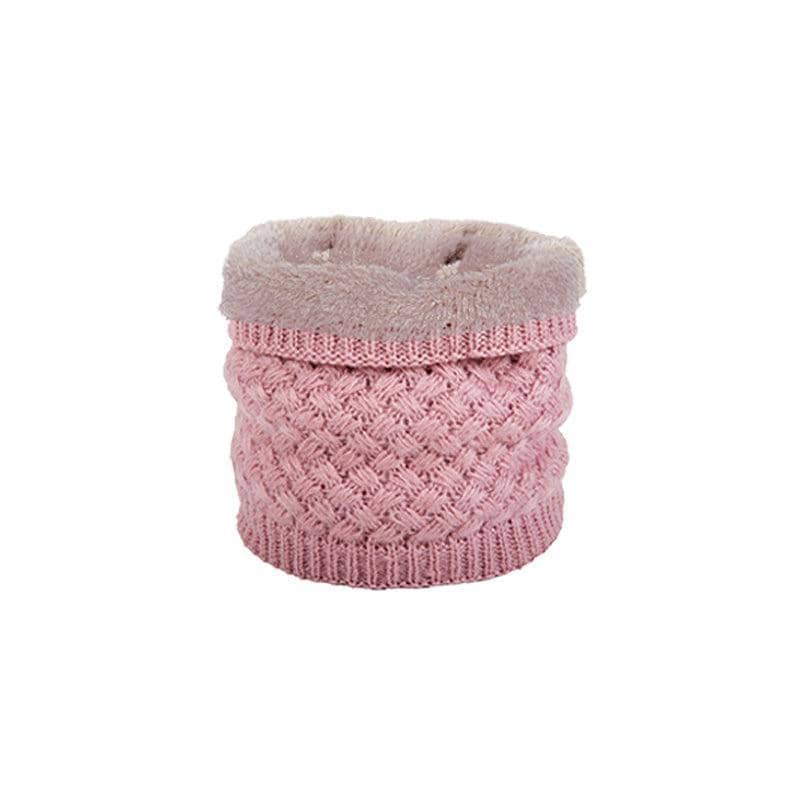 Unisex Knitted Neck Warmer Tube with Thermal Fleece Lining - Pink