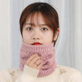 Unisex Knitted Neck Warmer Tube with Thermal Fleece Lining - Pink - view 5