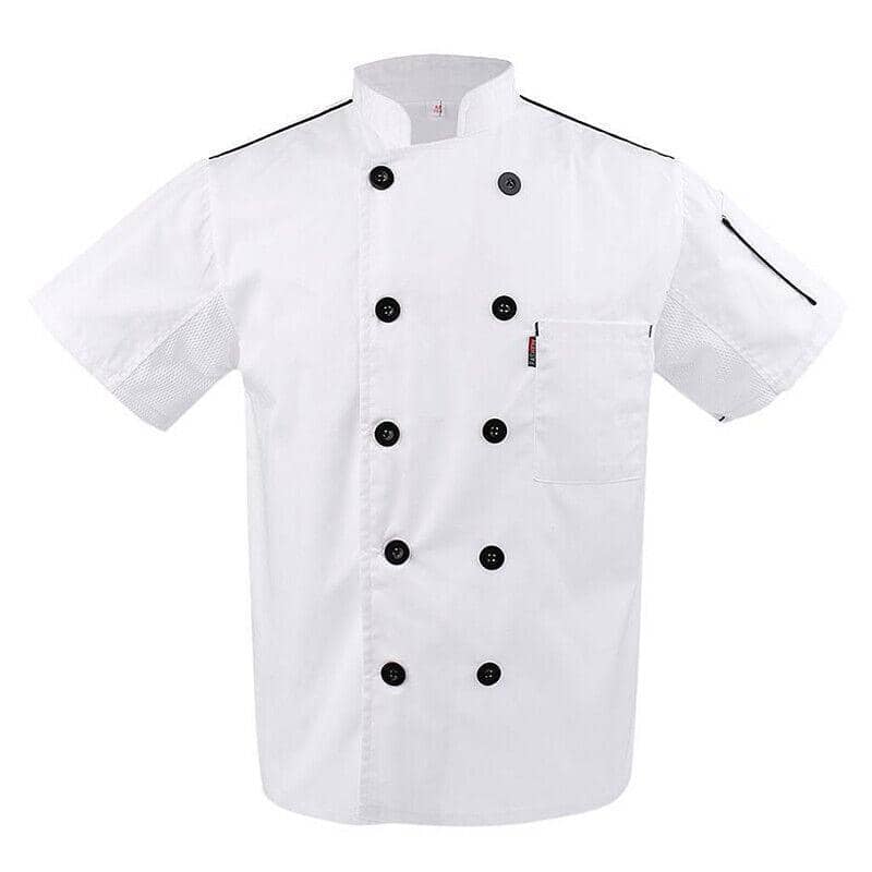Unisex Short Sleeve Chef Coat with Underarm Mesh - White, Size 3XL (Bust 118 cm)