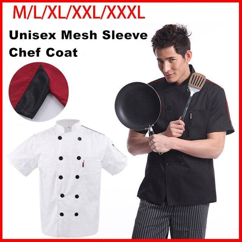 Unisex Short Sleeve Chef Coat with Underarm Mesh - White, Size L (Bust 112 cm) - view 2