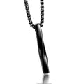 Unisex Twisted Bar Pendant Necklace, Stainless Steel - Black