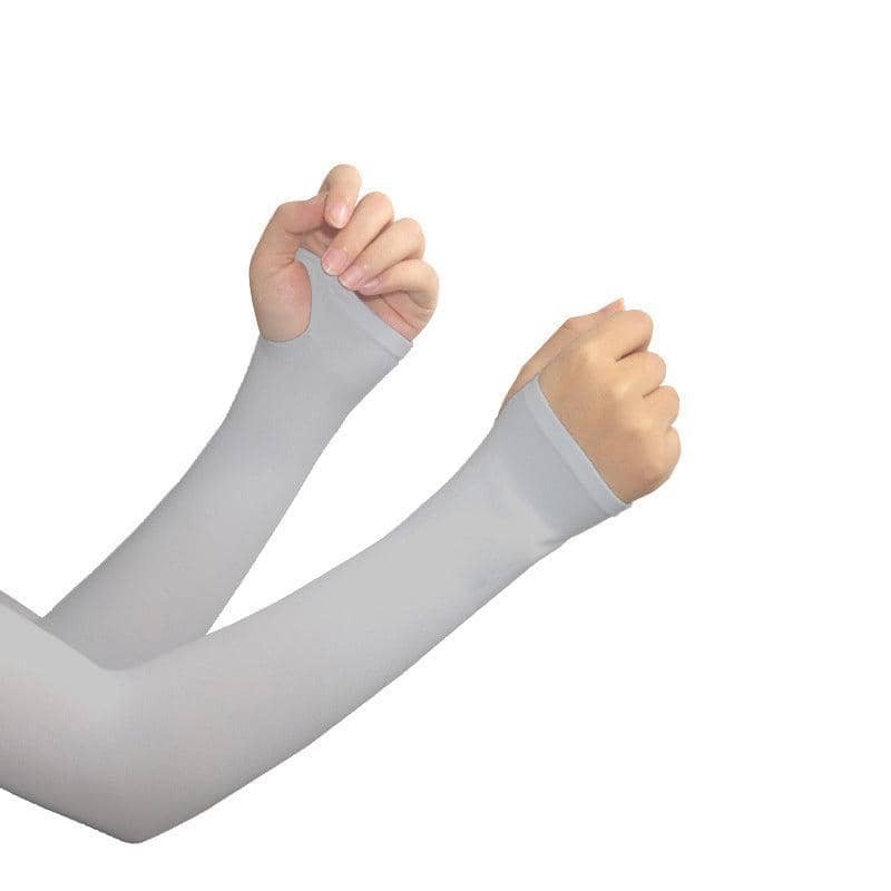 Unisex UV Protection Cooling Arm Sleeves with Thumb Hole - Grey