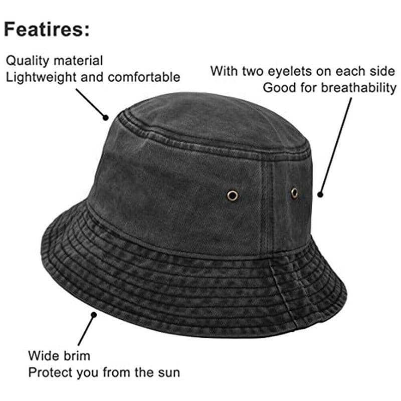 Unisex Washed Cotton Bucket Hat for Camping and Fishing - Denim Blue - view 4