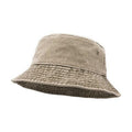 Unisex Washed Cotton Bucket Hat for Camping and Fishing - Khaki