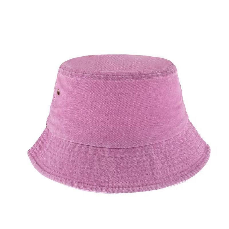 Unisex Washed Cotton Bucket Hat for Camping and Fishing - Pink