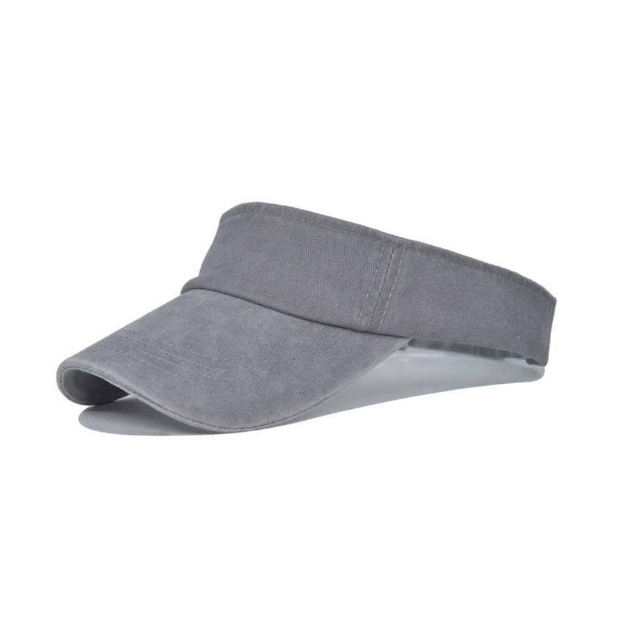 Unisex Washed Denim Sun Visor Cap - Grey