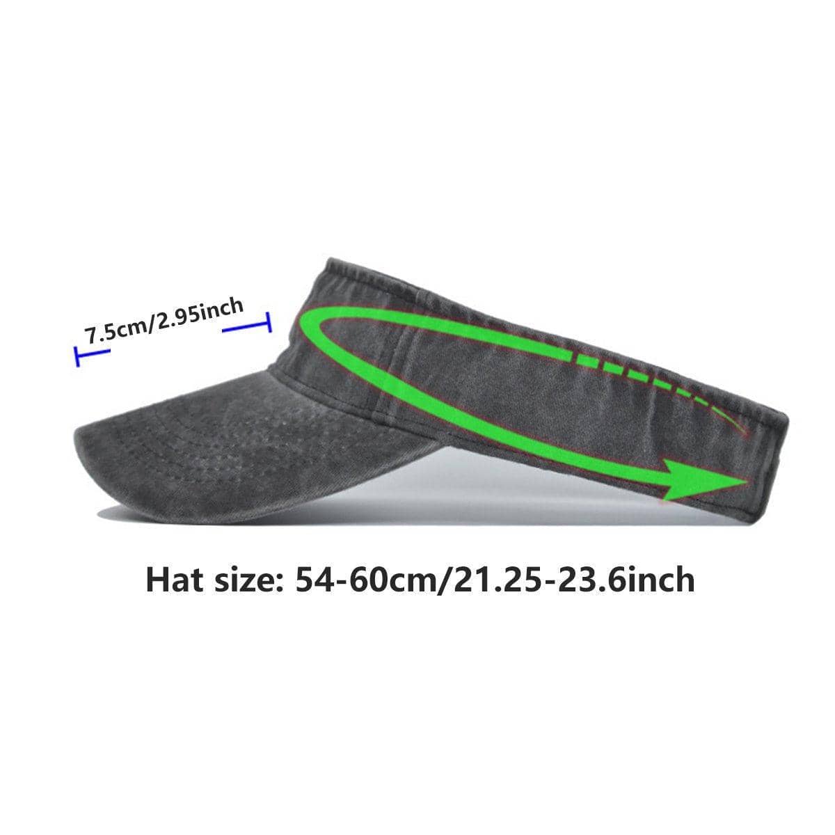 Unisex Washed Denim Sun Visor Cap - Grey - view 4