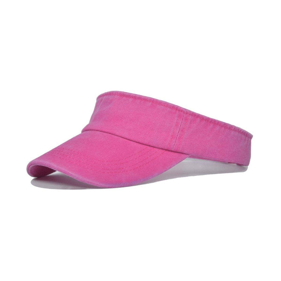 Unisex Washed Denim Sun Visor Cap - Hot Pink
