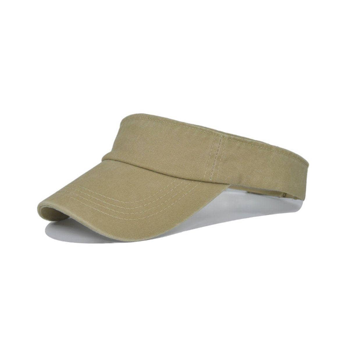 Unisex Washed Denim Sun Visor Cap - Khaki