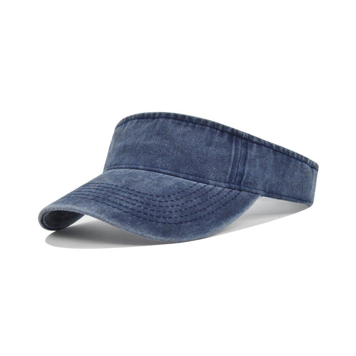 Unisex Washed Denim Sun Visor Cap - Navy