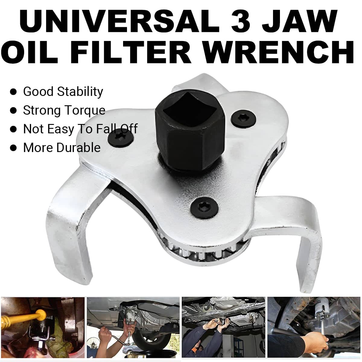 Universal 3 Jaw Oil Filter Wrench for Car, Truck and Engine Maintenance