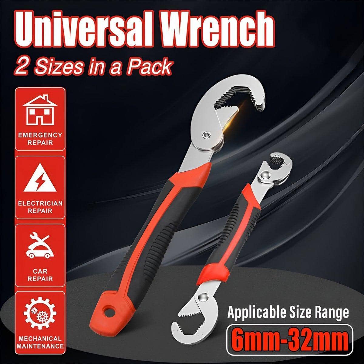 Universal Adjustable Spanner Wrench Set, 2 Piece for Plumbing and Mechanical Work