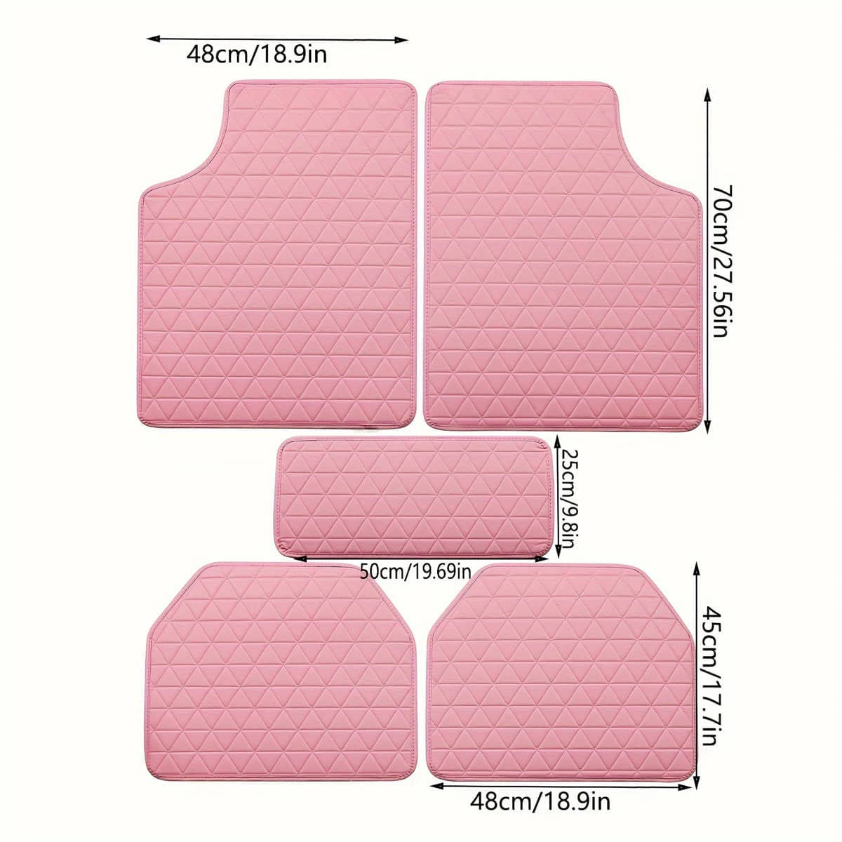 Universal Car Floor Mat Set of 5, Pink PVC Leather Front and Rear Protection - view 3