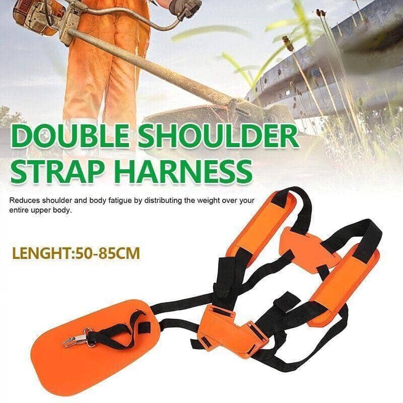 Universal Double Shoulder Harness Strap for Brush Cutter and Whipper Snipper, Orange and Black