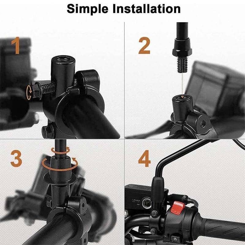 Universal Motorcycle Handlebar Mirror Mount Adaptor Clamp, 8mm Thread - view 5