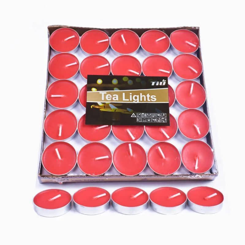 Unscented Tealight Candles for Weddings and Parties - Red, 2 Hour Burn, Pack of 10