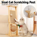 Upright Sisal Cat Scratching Post with Hanging Ball, Scratch Board and Feather Toy
