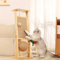 Upright Sisal Cat Scratching Post with Hanging Ball, Scratch Board and Feather Toy - view 4
