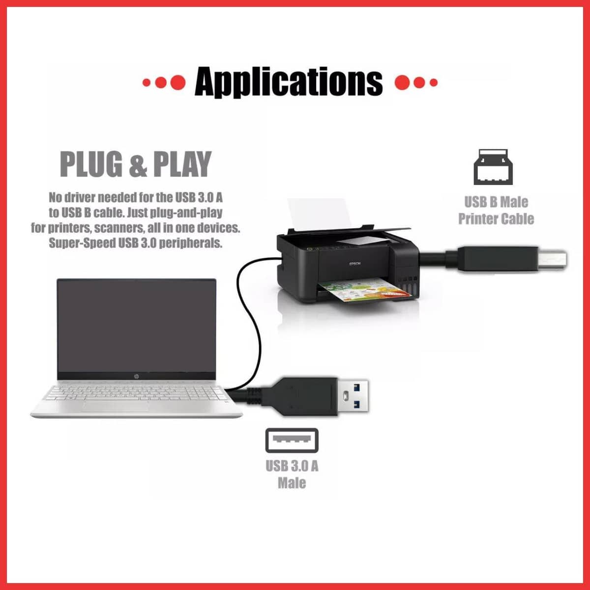 USB 2.0 Type A to Type B Printer Cable - 1 m - view 5