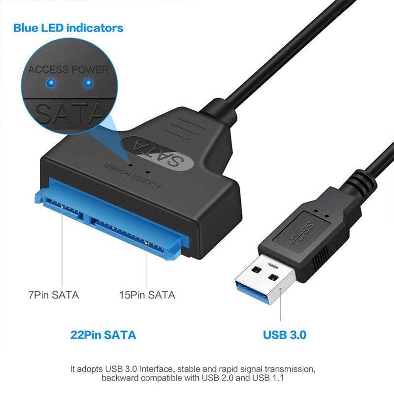USB 3.0 to SATA III Adapter Cable for 2.5 Inch (6.35cm) HDD and SSD - view 3