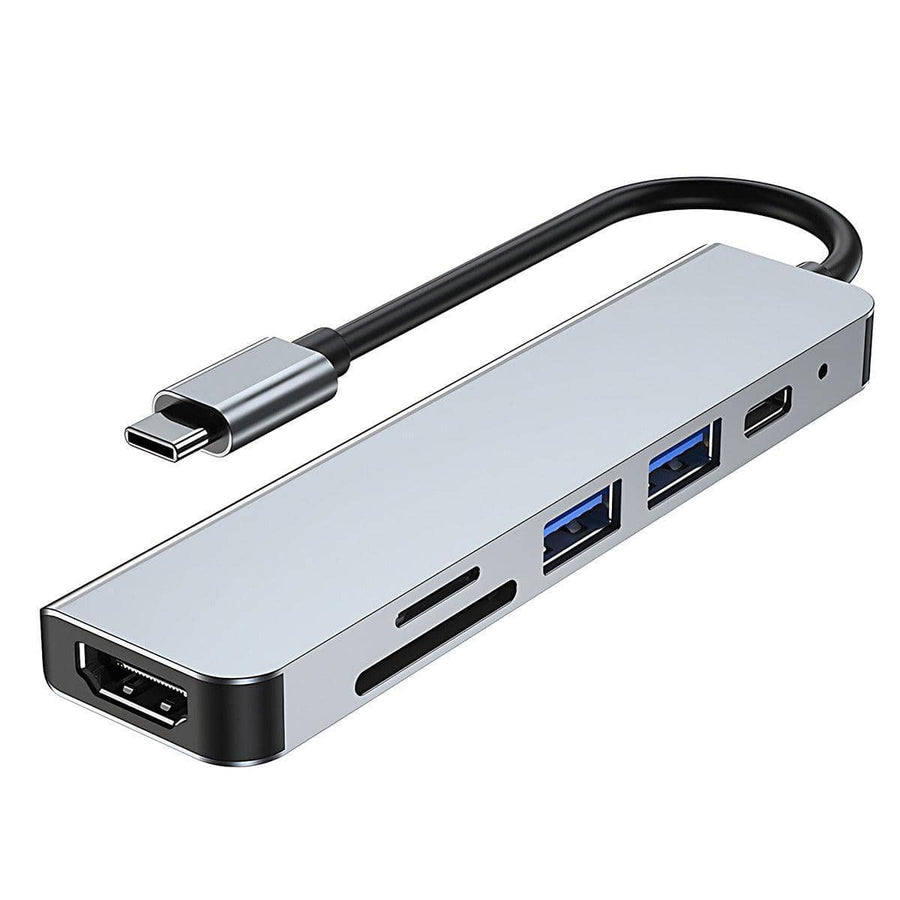 USB-C Hub Adapter, 6-In-1 - Grey