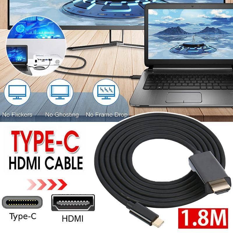 USB C to HDMI Cable, 4K Type C Male to HDMI Male - 1.8 m, Black