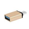 USB-C to USB 3.0 OTG Adapter, Aluminium Housing - Gold
