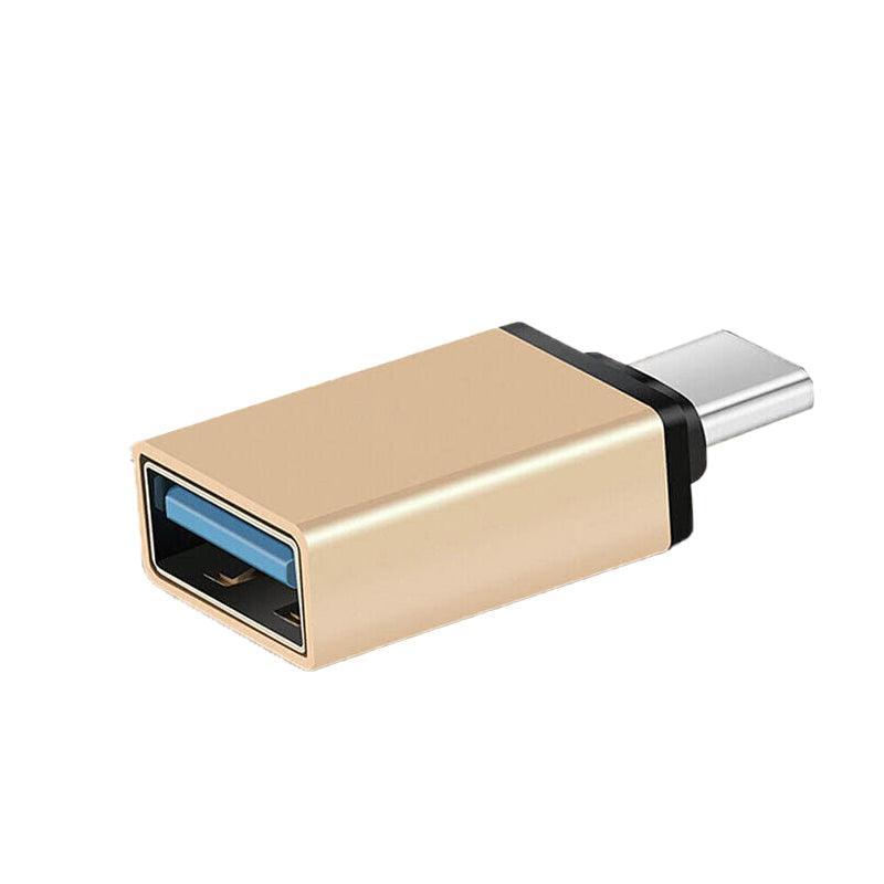 USB-C to USB 3.0 OTG Adapter, Aluminium Housing - Gold