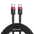 USB-C to USB-C Fast Charging Cable - 1 m, 60W, Red and Black