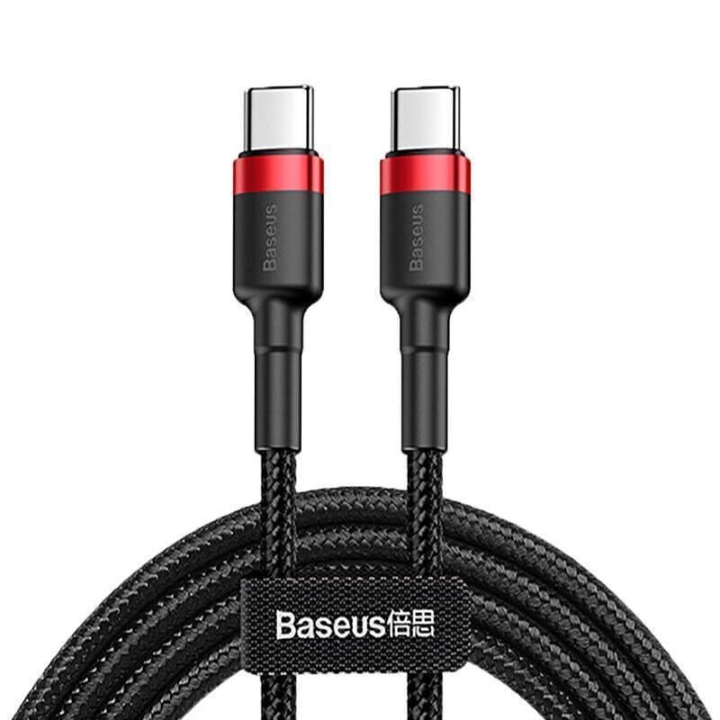USB-C to USB-C Fast Charging Cable - 1 m, 60W, Red and Black