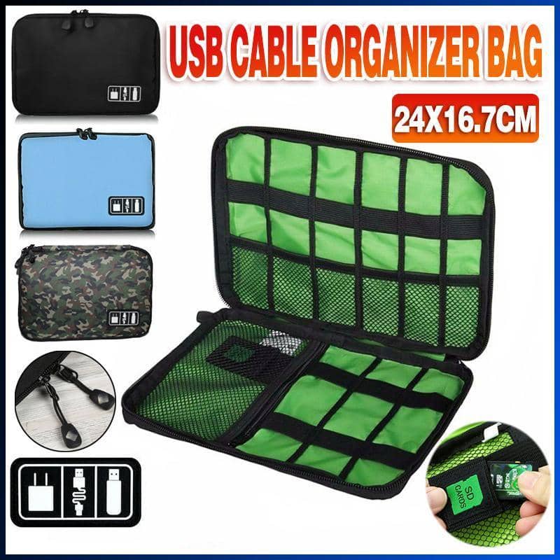 USB Cable Organiser Bag for Travel and Electronics - Black - view 2