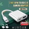 USB Camera Adapter with Charging Port - 8-Pin OTG for iPhone and iPad - view 2