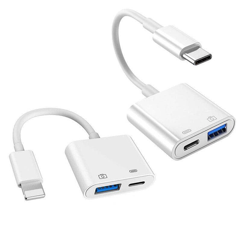 USB Camera Adapter with Charging Port - 8-Pin OTG for iPhone and iPad - view 3