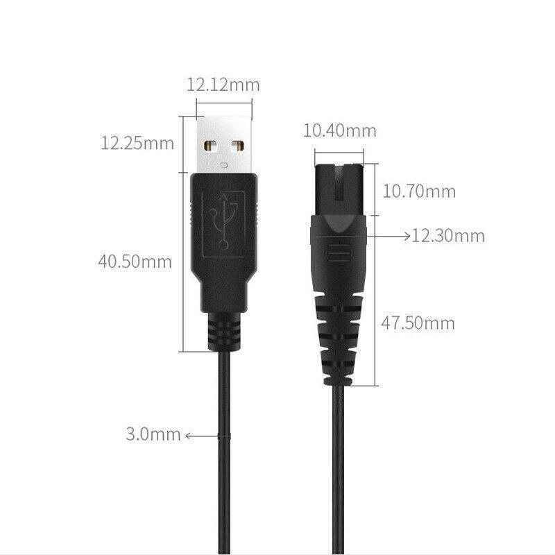 USB Charging Cable for Electric Shavers, 124 cm Black - view 4