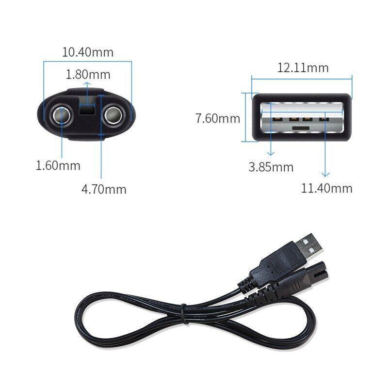 USB Charging Cable for Electric Shavers, 124 cm Black - view 5