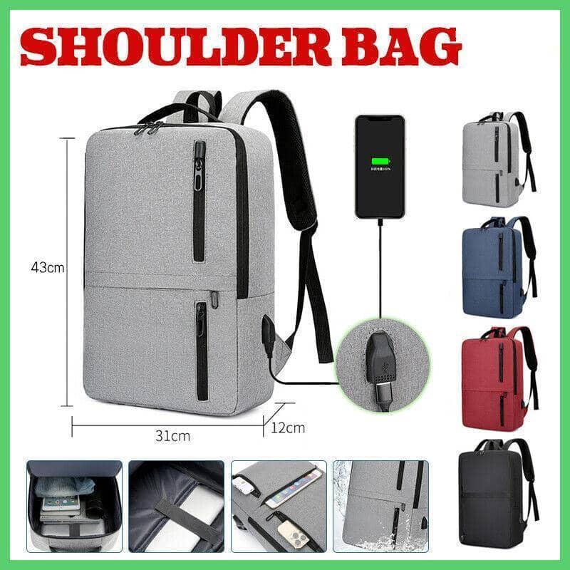 USB Charging Laptop Backpack for Men, 43 x 31 x 12 cm - Grey - view 2