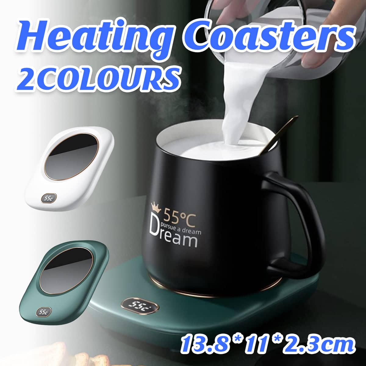 USB Heated Cup Warmer, 3-Speed Adjustable - Green - view 2