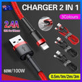USB to 8-Pin Charging and Data Cable with Braided Cord