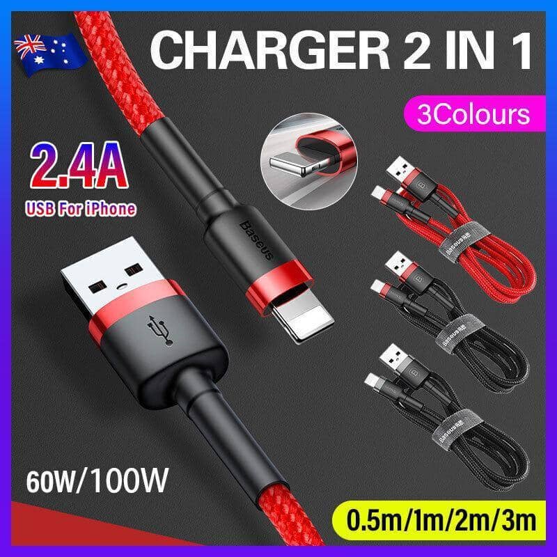 USB to 8-Pin Charging and Data Cable with Braided Cord