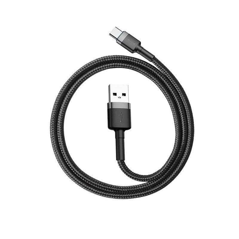 USB to Type-C Braided Fast Charging Cable for Huawei - Black and Grey, 1 m, Pack of 2