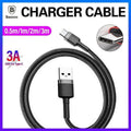 USB to Type-C Braided Fast Charging Cable for Huawei - Black and Grey, 1 m, Pack of 2 - view 2