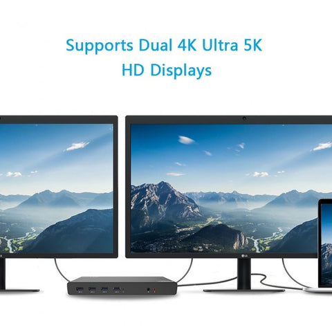Wavlink USB-C Ultra 5K Laptop Docking Station with 6x USB3.0, 4K Dual Video Outputs, Gigabit Ethernet, Audio WS-UG69DK1 - SuperSaverAU - view 2