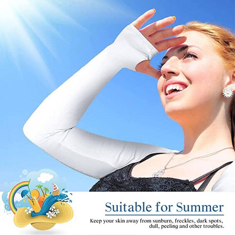 UV Sun Protection Arm Cooling Sleeves with Finger Hole for Women Outdoor - Nude - view 5