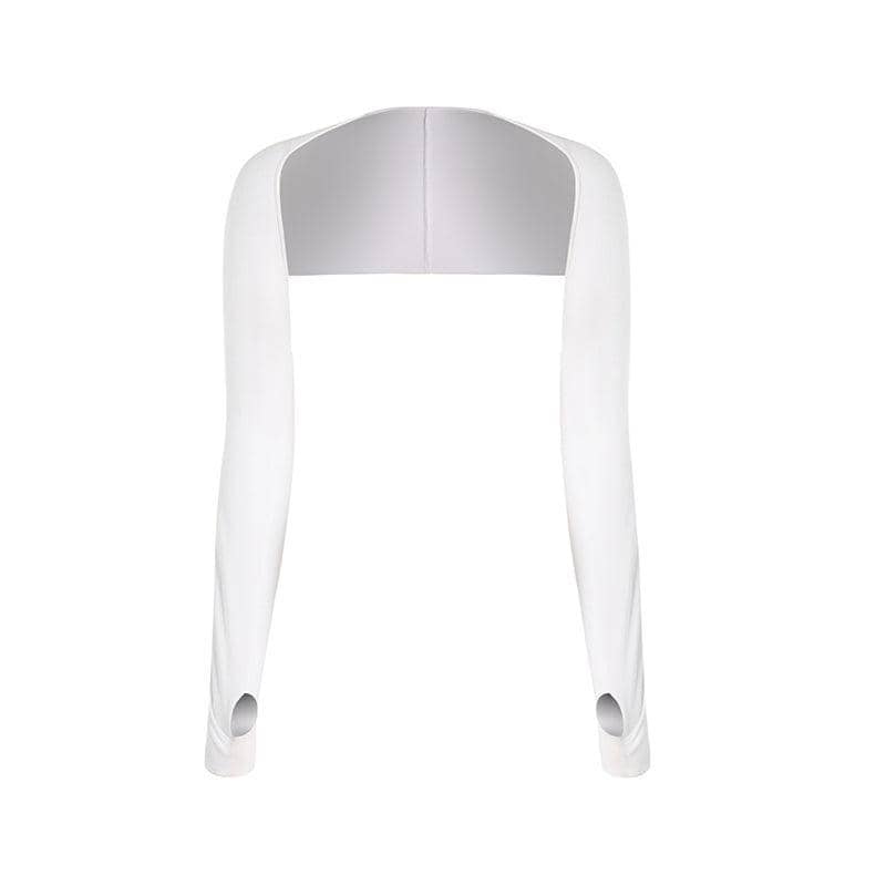 UV Sun Protection Arm Cooling Sleeves with Finger Hole for Women - White
