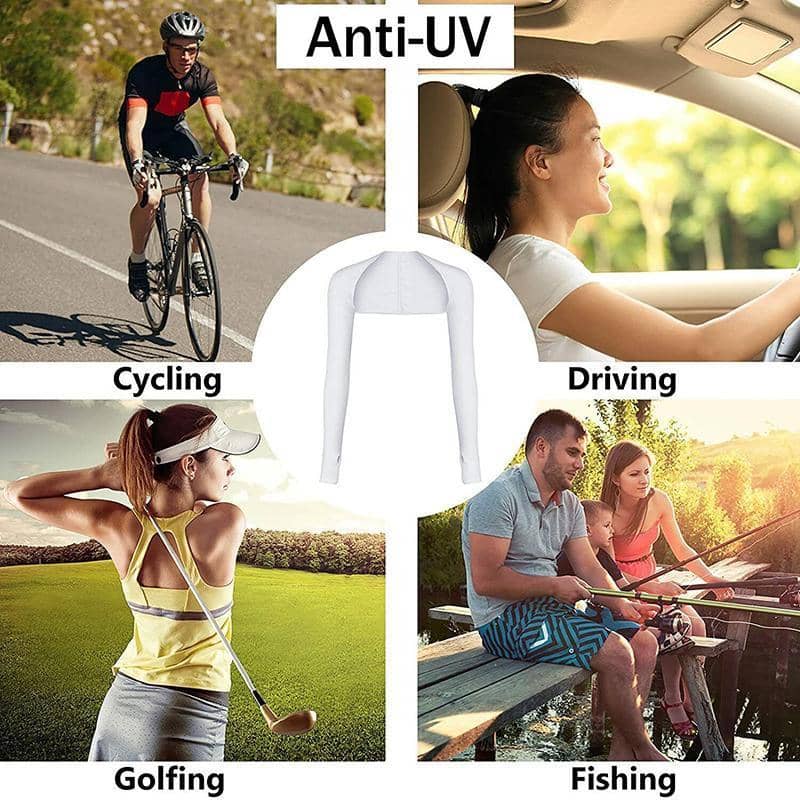 UV Sun Protection Arm Cooling Sleeves with Finger Hole for Women - White - view 4
