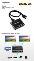 Simplecom CM412 HDMI 2.0 1x2 Splitter 4K 60Hz