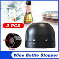 Vacuum Champagne and Wine Bottle Stopper, Pack of 3, Black