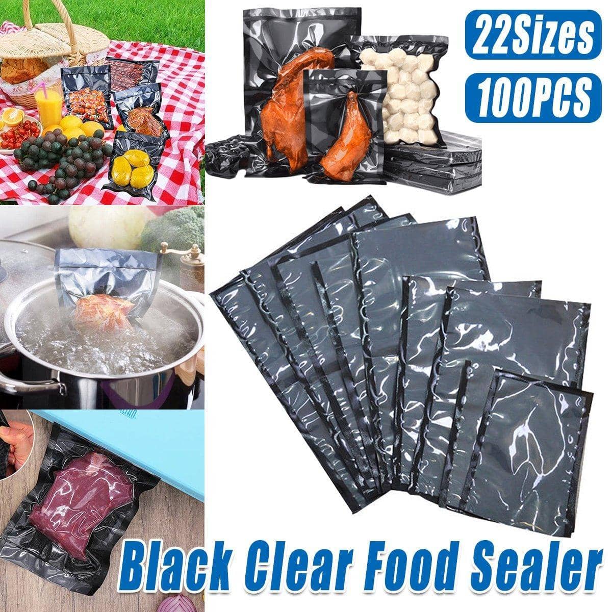 Vacuum Sealer Bags for Food, Pack of 100 - 22 x 30 cm - view 2