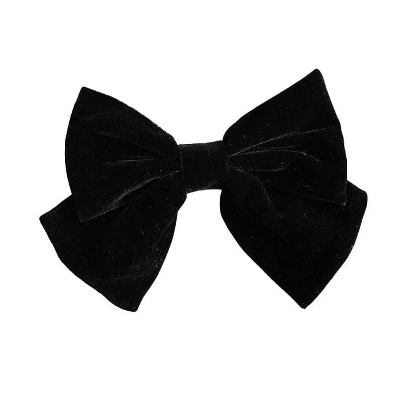 Velvet Bow Hair Clip Barrette for Women - Black
