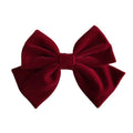 Velvet Bow Hair Clip Barrette for Women - Wine Red